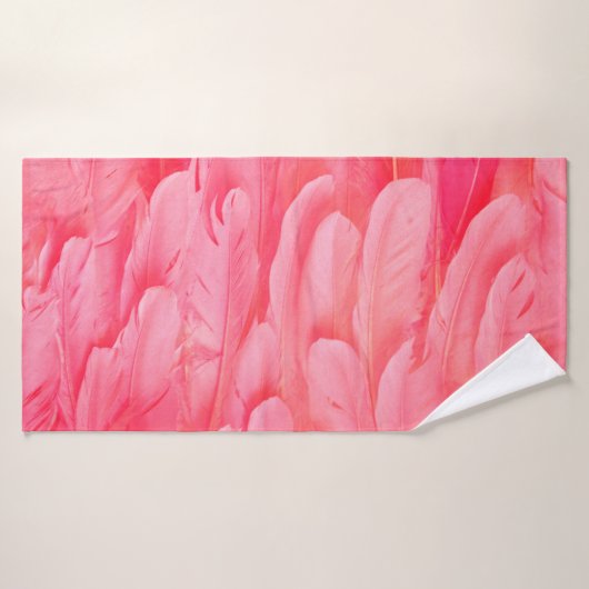 Roze Flamingo Feathersflamingo, veer, roze, textur Badhanddoek (Badhanddoek)