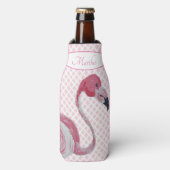 Roze Flamingo Flamingo Trellis Flesjeskoeler (Fles Voorkant)