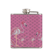 Roze flamingo Flamingos Paradise Beach Heupfles (Achterkant)