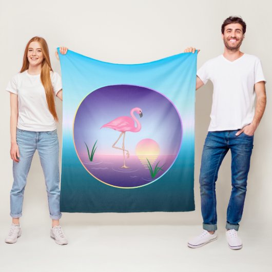 Roze Flamingo Fleece Deken (In situ)