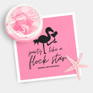 Roze Flamingo Flock Star Tropische Verjaardag Servet