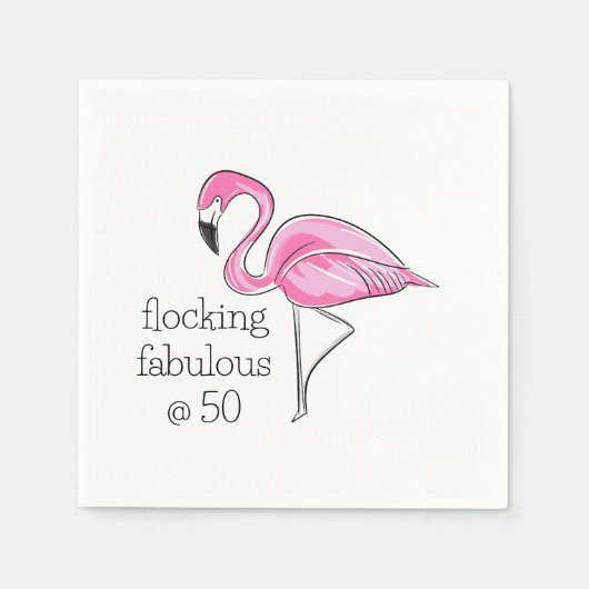 Roze Flamingo Flocking Fabulous bij Fifty Servet (Voorkant)