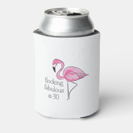 Roze Flamingo Flocking Fabulous op Dertig Blikjeskoeler (Blikje Achterkant)