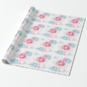Roze flamingo Floral design Cadeaupapier (Uitgerold)