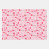 Roze Flamingo Florida Kerst Retro Pastel Roze Inpakpapier Vel (Voorkant)