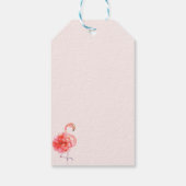 Roze Flamingo Flower, Gold Confetti Cadeaulabel (Achterkant)