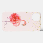 Roze Flamingo Flower, Gold Confetti Case-Mate iPhone Case (Achterkant (horizontaal))