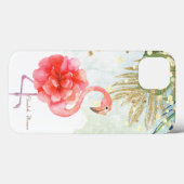 Roze Flamingo Flower, Gold Confetti Palm Leaf Case-Mate iPhone Case (Achterkant (horizontaal))