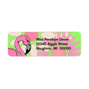 Roze Flamingo Flower Petal Camouflage Return Label