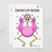 Roze Flamingo Funny Exercise is voor vogels Briefkaart (Voorkant / Achterkant)