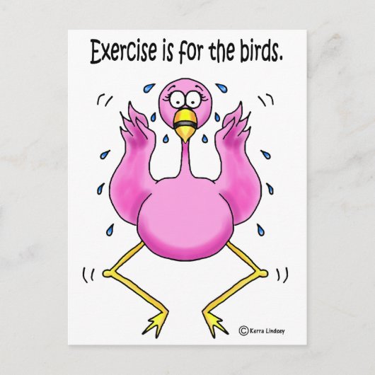 Roze Flamingo Funny Exercise is voor vogels Briefkaart (Voorkant)