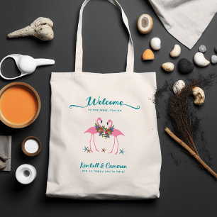 Roze Flamingo Gay Huwelijk Verwelkomt Gasten Zak Tote Bag