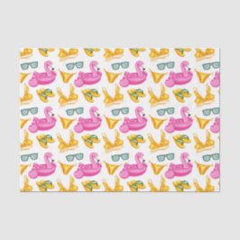 Roze Flamingo Gele Bikin (Ontwerp 81 Roze Reeks) Tissuepapier