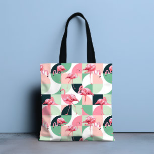 Roze Flamingo Geometrische Tropische Chic Cadeau Draagtas