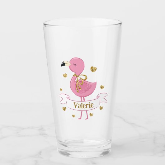 Roze Flamingo gepersonaliseerd glas met aangepaste (Voorkant)