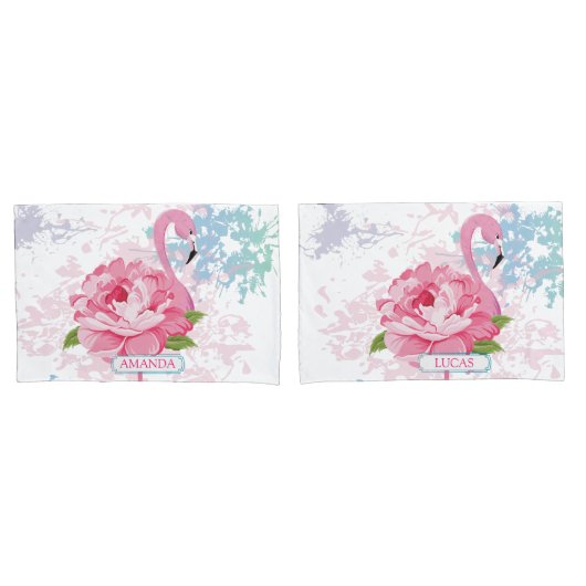 Roze flamingo Gepersonaliseerd Kussensloop (Voorkant-Set)