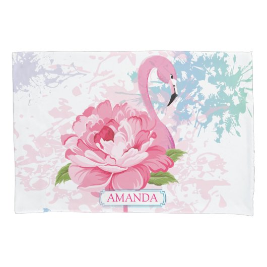 Roze flamingo Gepersonaliseerd Kussensloop (Voorkant-Links)