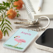 Roze Flamingo Gepersonaliseerd Sleutelhanger (Voorkant Rechts)