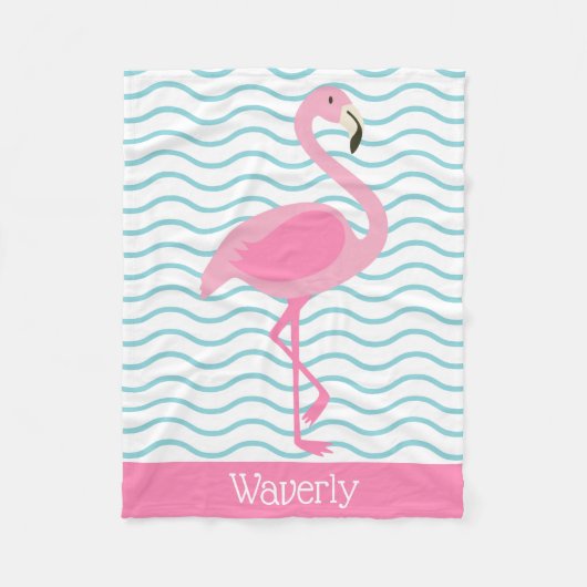 Roze Flamingo gepersonaliseerde fleece deken (Voorkant)