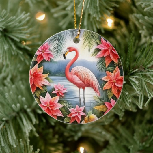 Roze Flamingo Gepersonaliseerde Kerstmis Ornament (Boom)