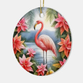 Roze Flamingo Gepersonaliseerde Kerstmis Ornament (Links)