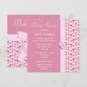 Roze Flamingo Girl Baby shower Invites Kaart (Voorkant / Achterkant)