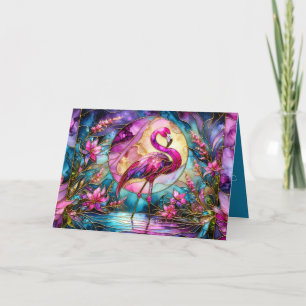 Roze Flamingo Glas-in-Lood Mozaïek Kaart