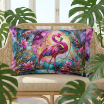 Roze Flamingo Glas-in-Lood Mozaïek