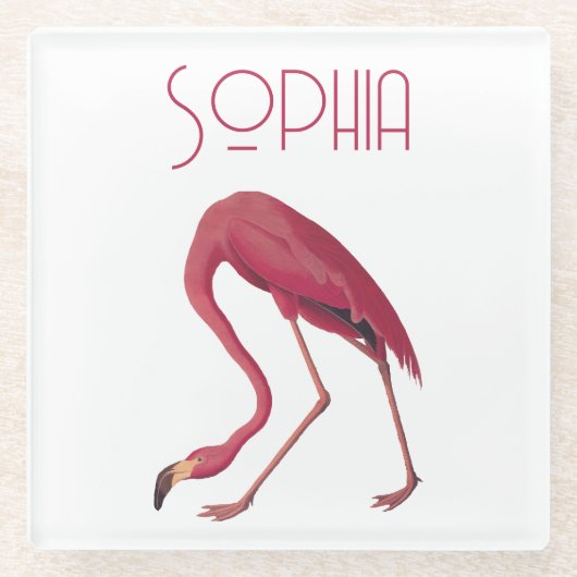 roze flamingo glazen onderzetter (Voorkant)