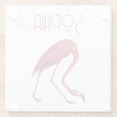 roze flamingo glazen onderzetter (Achterkant)