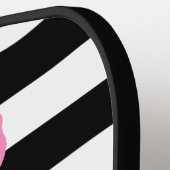 Roze Flamingo Gold Script Name Black White Stripes Pickleball Paddle (Links Detail)