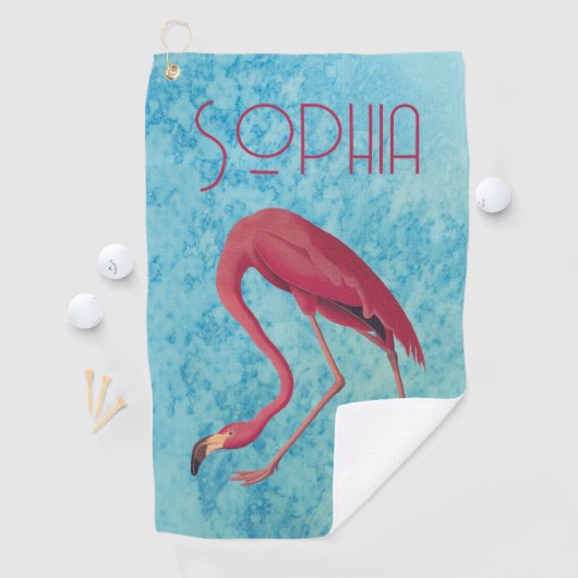  roze flamingo golfhanddoek (Insitu)