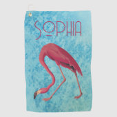  roze flamingo golfhanddoek (Voorkant)