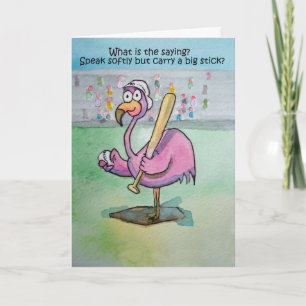 Roze flamingo grillig grappig vogelschilderij kaart