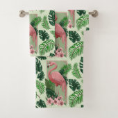 Roze flamingo groene bladeren Lily Bad Handdoek (Insitu)