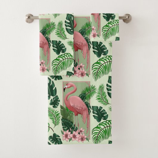 Roze flamingo groene bladeren Lily Bad Handdoek (Insitu)