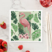 Roze flamingo groene bladeren Lily Servet (Insitu)