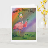 Roze Flamingo Happy St. Patrick's Day Card Kaart (Gele Bloem)