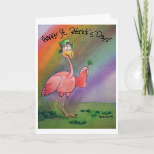 Roze Flamingo Happy St. Patrick's Day Card Kaart