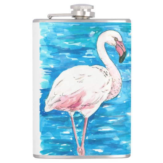 Roze flamingo heupfles (Voorkant)