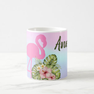 Roze flamingo Hibiscus Holographic Koffiemok
