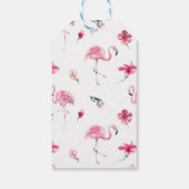 Roze Flamingo & Hibiscus Tropical Party Favor Cadeaulabel (Achterkant)