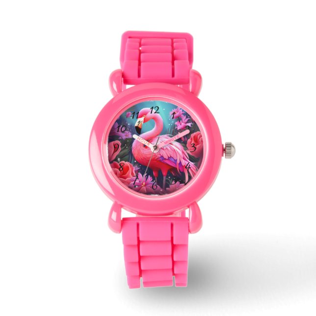 Roze Flamingo Horloge (Voorkant)
