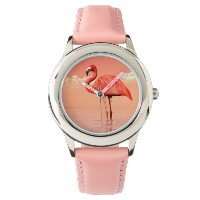 Roze flamingo horloge (Voorkant)