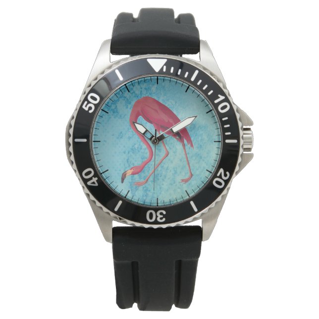  roze flamingo horloge (Voorkant)