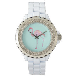Roze Flamingo Horloge - Mint groen