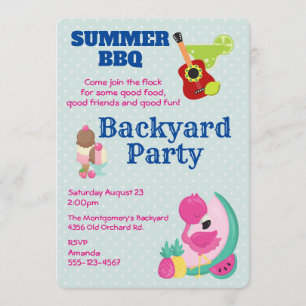 Roze Flamingo Ice Cream BBQ Party nodigt uit Kaart