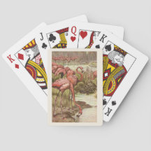 Roze Flamingo Illustratie Speelkaarten Vintage