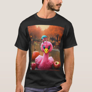 Roze Flamingo in Dragon Costume Bobbing voor Appel T-shirt