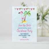Roze flamingo in een kerstmuts | Feest Opslaan Dat Kaart (Staand voorkant)